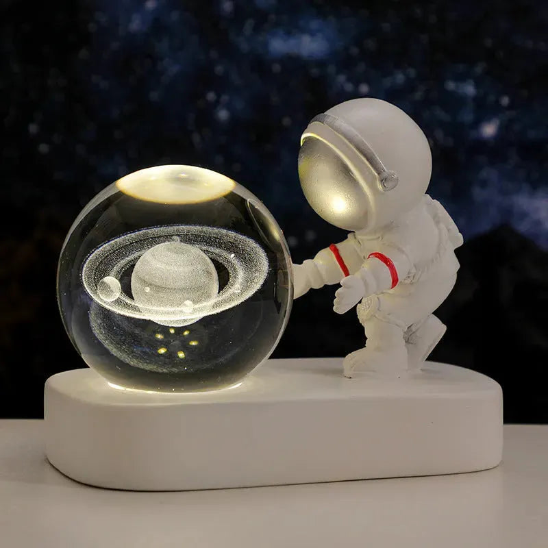 Glowing Planetary Galaxy Astronaut Crystal Ball Night Lights USB Power Warm Bedside Light Brithday Gift Night Lamp - Bellarte Enchanté Glowing Planetary Galaxy Astronaut Crystal Ball Night Lights USB Power Warm Bedside Light Brithday Gift Night Lamp